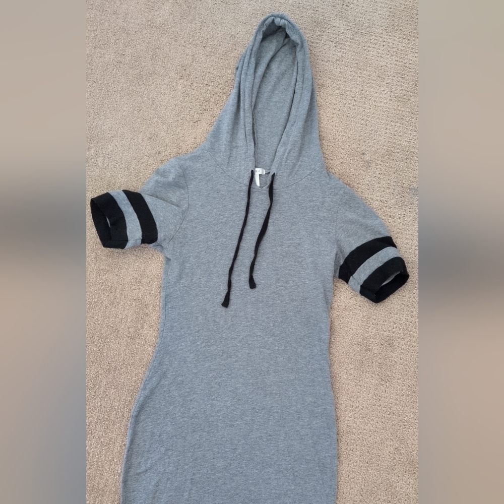 Bozzolo Hooded Short Sleeve Fitted T Shirt Drawstring Dress - Picture 4 of 8